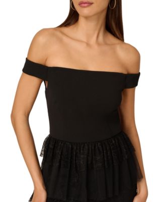 Women's Off-The-Shoulder Layered Lace Gown