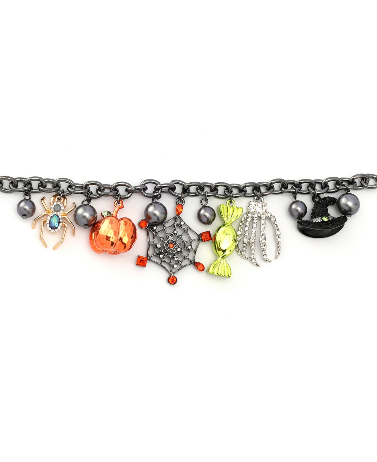 Betsey Johnson Faux Stone Spooky Halloween Charm Bracelet In Multi