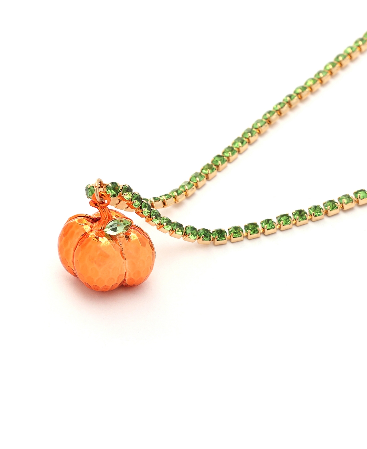 Betsey Johnson Faux Stone Pumpkin Pendant Tennis Necklace