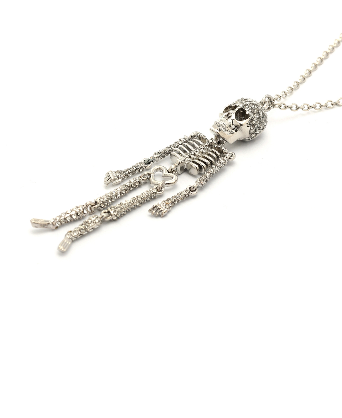Betsey Johnson Faux Stone Pave Skeleton Pendant Long Necklace In Multi