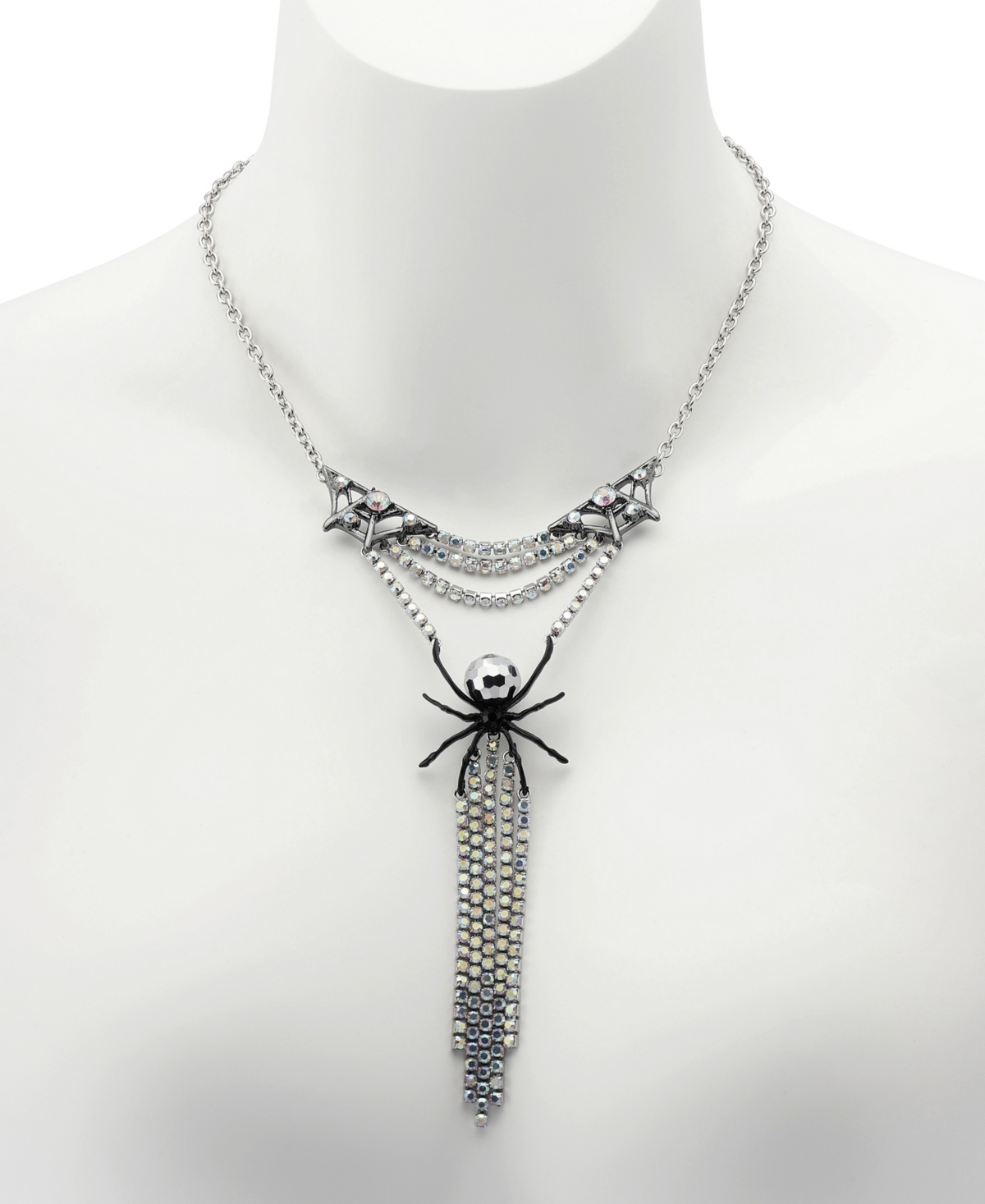 Betsey Johnson Faux Stone Disco Spider Fringe Y-necklace In Multi