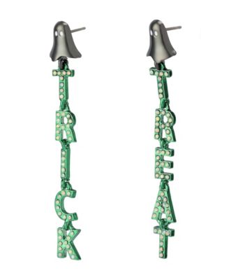 Faux Stone Halloween Ghost Trick or Treat Linear Earrings
