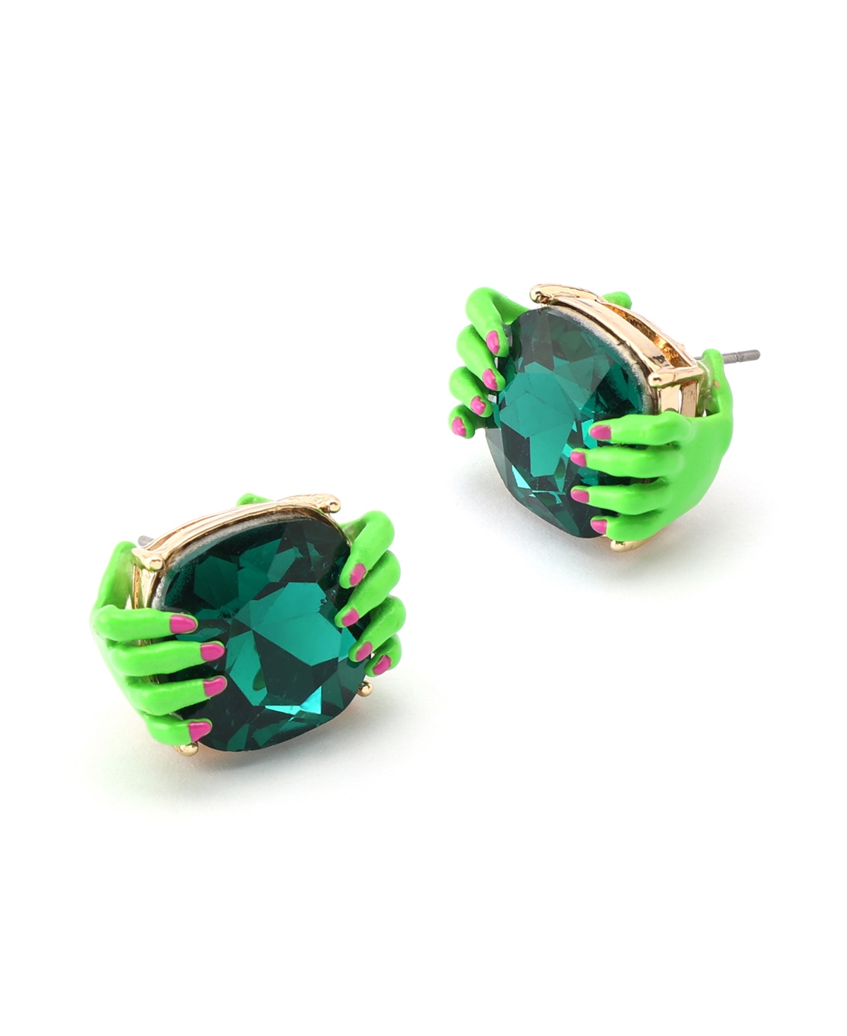 Betsey Johnson Faux Stone Witch Hands Stud Earrings In Multi