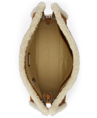 Shearling-Trim Suede Large Bradley Tote Bag