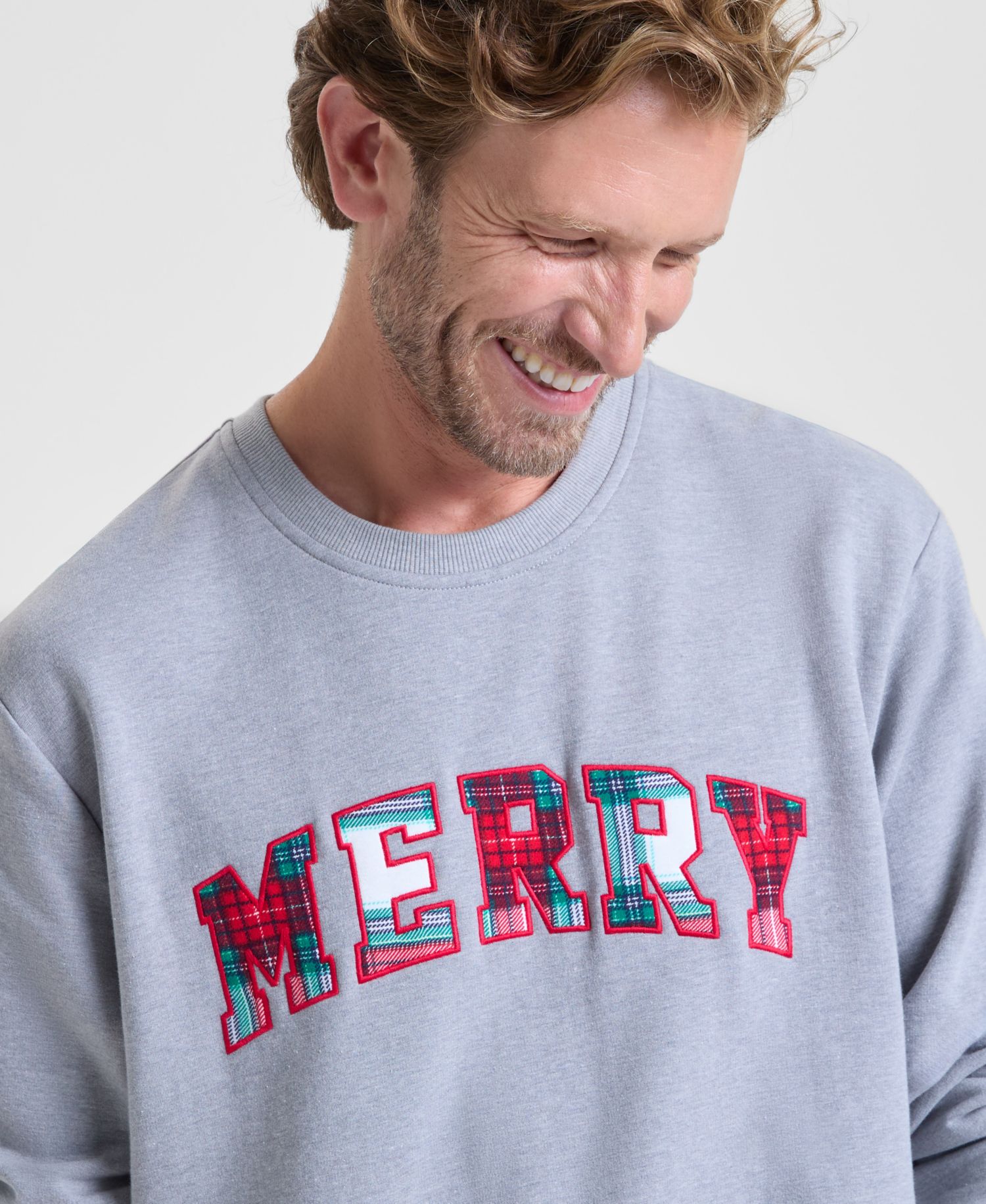 Men's Merry Plaid Appliqu&eacute; Sweatshirt