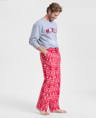 Men's Deer Fair Isle Fleece Pajama Pants, Macy's Exclusive