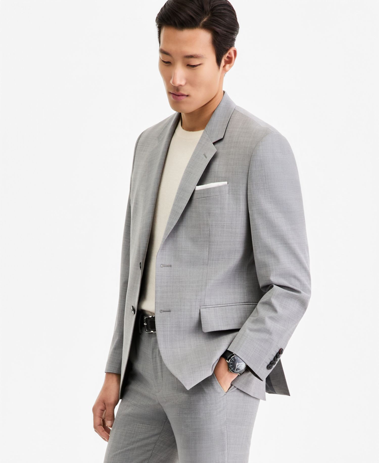 Men Modern-Fit Dark Gray Suit Separates