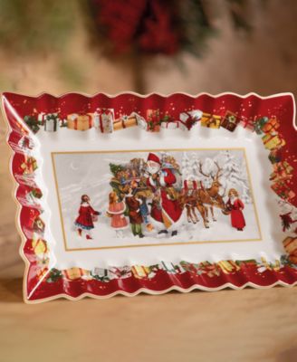 Toy's Fantasy Cake Plate Santa and Kids, Rectangular