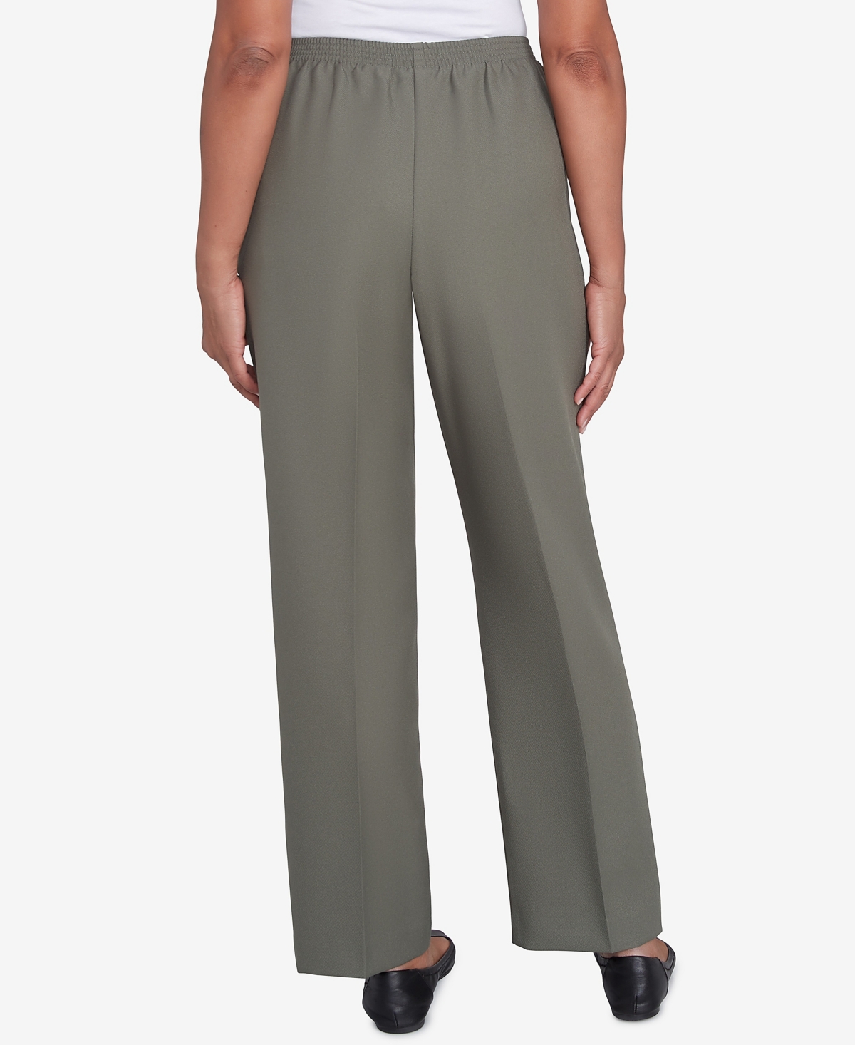 Alfred Dunner Petite Classic Full Elastic Short Mid Rise Pant In Green