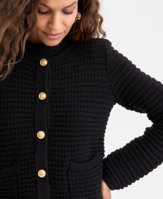 Petite Yarn-Blend Button-Down Cardigan Sweater, Created for Macy's