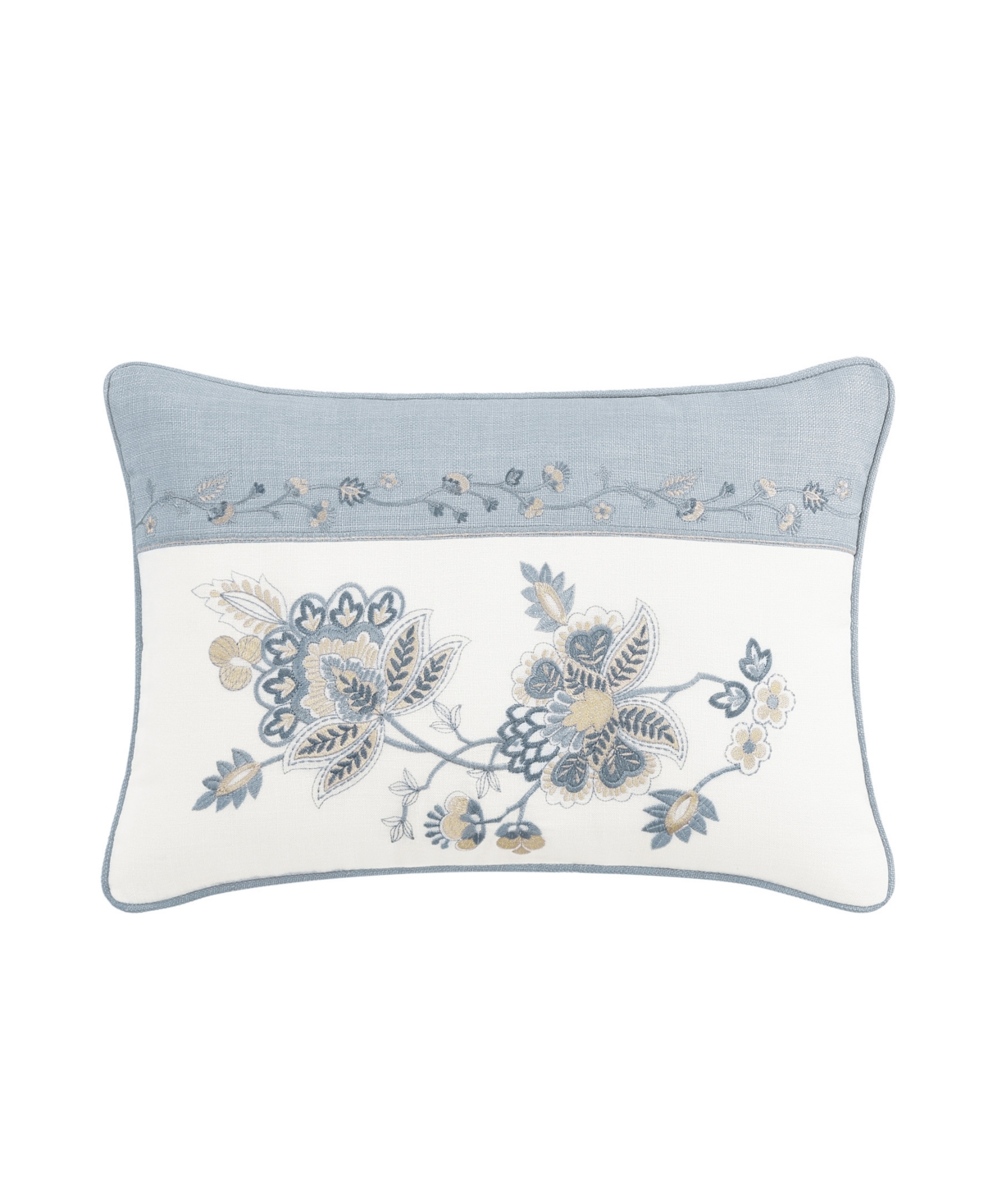 J Queen New York Garden Bloom Boudoir Decorative Pillow, 14" X 20" In Blue
