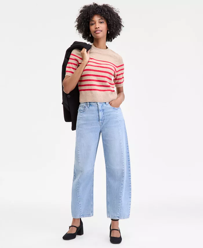Women's Saddle Short Sleeve Sweater - thumbnail 2