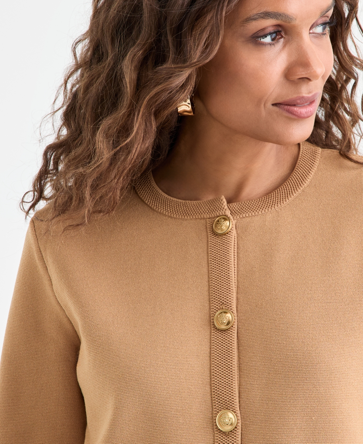 Inc International Concepts Petite Structured Long-sleeve Sweater Jacket, Macy's Exclusive In Brown
