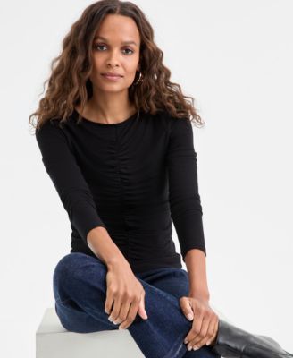 Petite Ruched-Front Top, Macy's Exclusive
