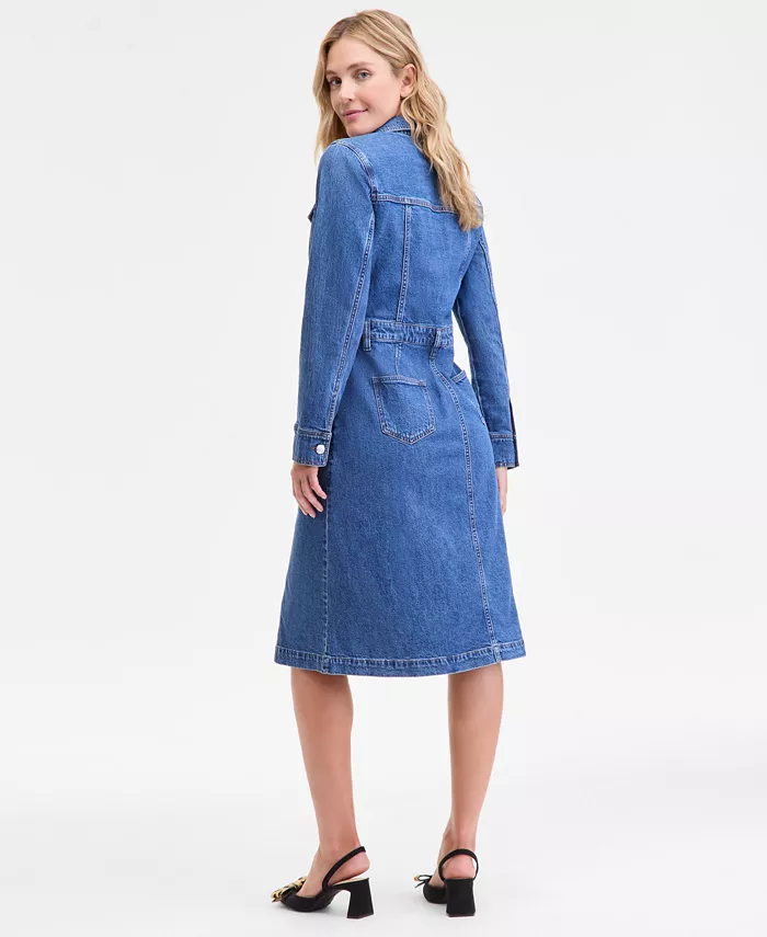 Women's Denim Midi Shirtdress - thumbnail 4