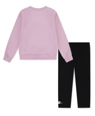 Little Girls 2-Piece Ruffle Crewneck Sweatshirt and Flared Legging Set