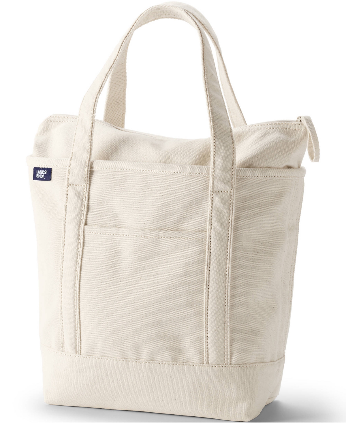 Lands' End Medium 5 Pocket Zip Top Canvas Tote Bag - Natural/natural