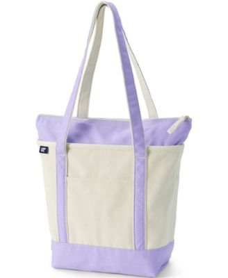 Medium 5 Pocket Zip Top Long Handle Canvas Tote Bag