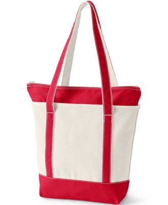 Medium 5 Pocket Zip Top Long Handle Canvas Tote Bag