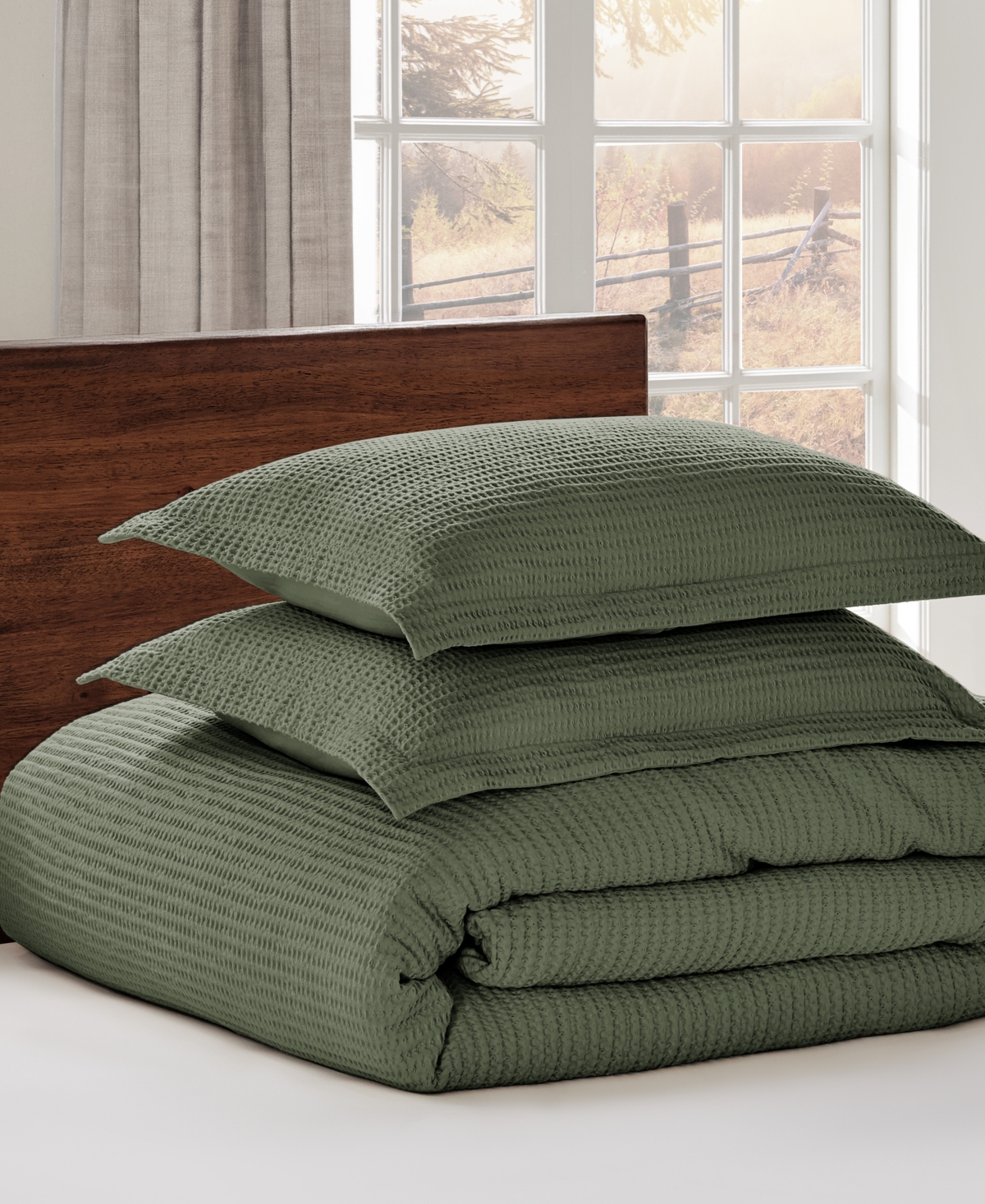 Levtex Cloud Waffle Textured 3-pc. Comforter Set, King/california King In Green