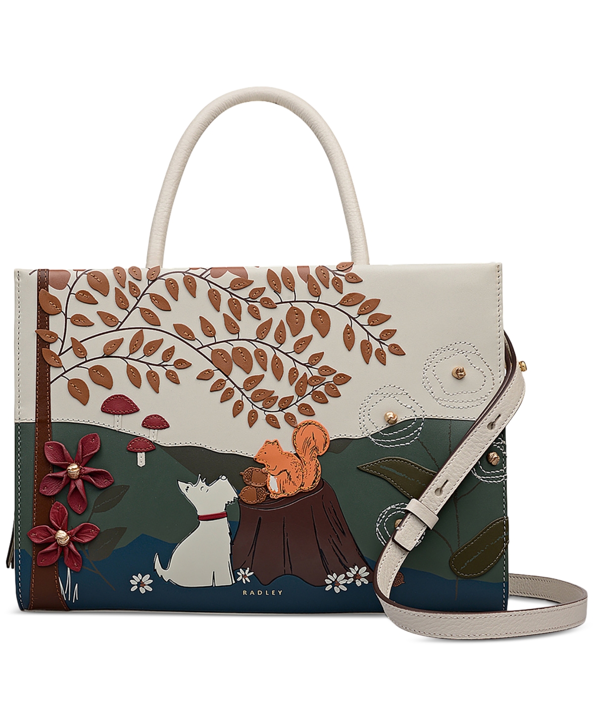 Radley London Woodland Wander Small Leather Zip Top Grab Bag In Multi
