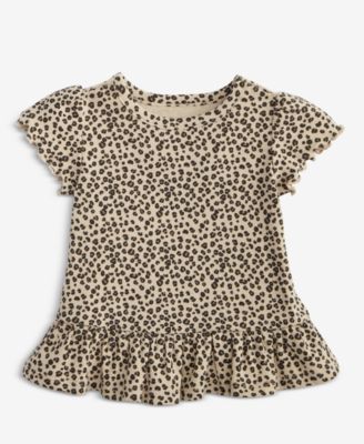 First Impressions - Baby Girls Short-Sleeve Leopard-Print Rib T-Shirt