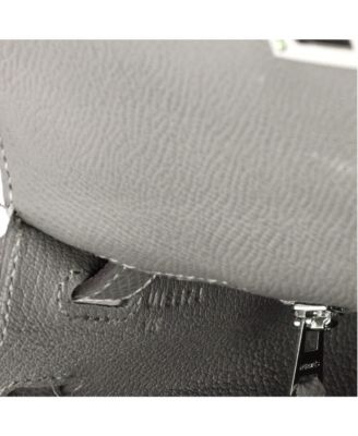 Pre-Owned Hermes Kelly 25 Handbag Grey Epsom with Palladium Hardware