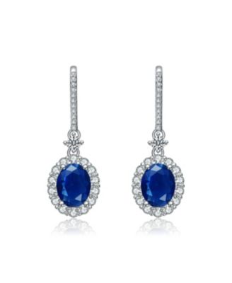 White Gold Plated with Colored Cubic Zirconia Drop Hook Earrings