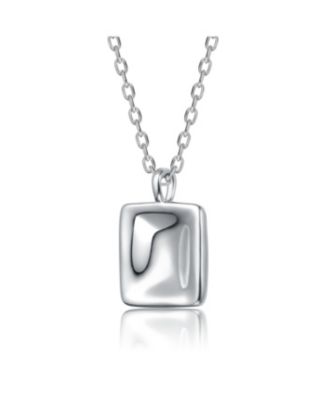 White Gold Plated with Sleek Square Pendant necklace