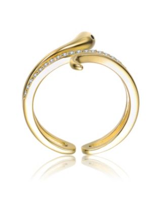 14K Gold Plated with Clear Cubic Zirconia Serpent Bypass Ring