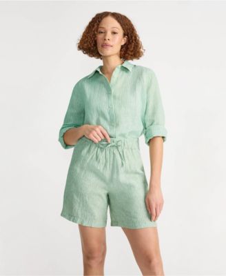 Women's Linen High Rise Pull On 7" Shorts