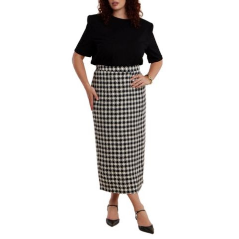 Женская юбка ELOQUII Plus Size Houndstooth Column Maxi