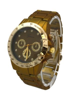 Olive Solid Color Metal Three Dial Women Watch