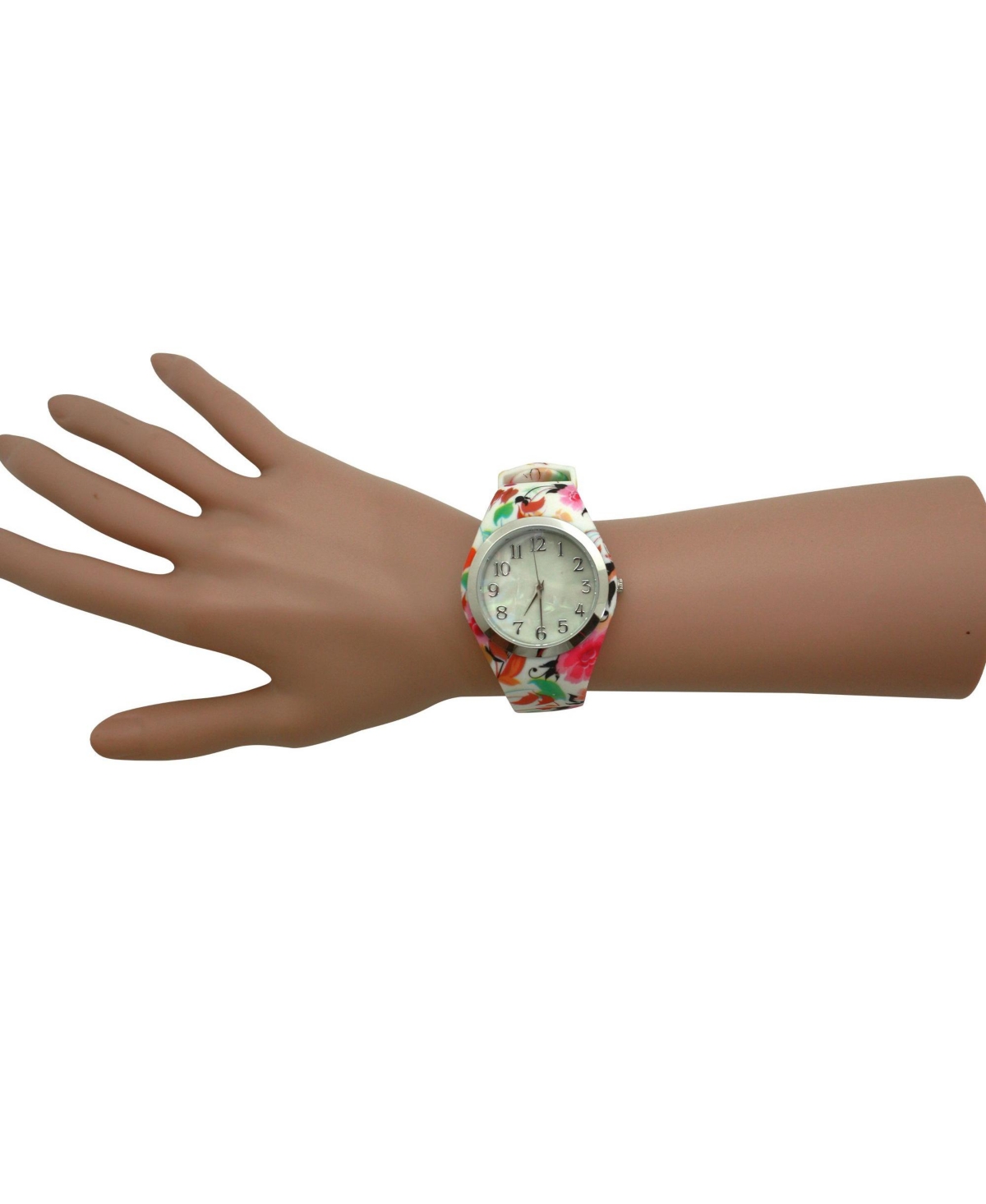 Olivia Pratt Colorful Floral Printed Silicone Band Women Watch