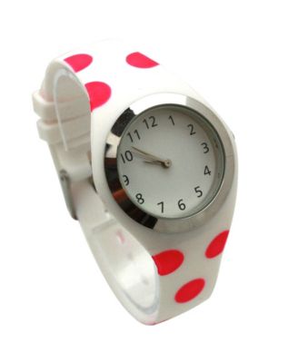 White Polka Dots Silicone Band Women Watch