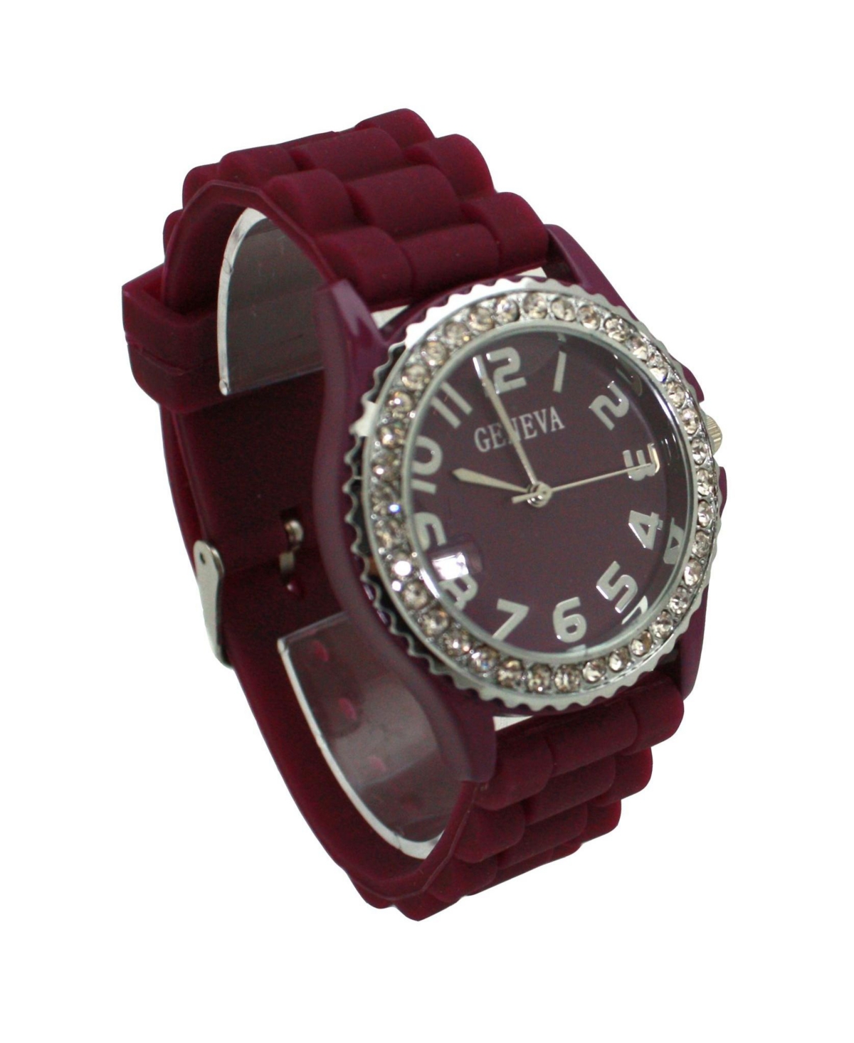 Olivia Pratt Burgundy Every Day Silicone and Rhinestones Colorful Women Watch