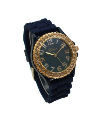 Navy Every Day Silicone and Rhinestones Colorful Women Watch