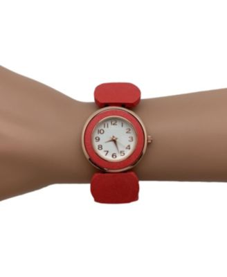 Coral Stretch Wooden Watch