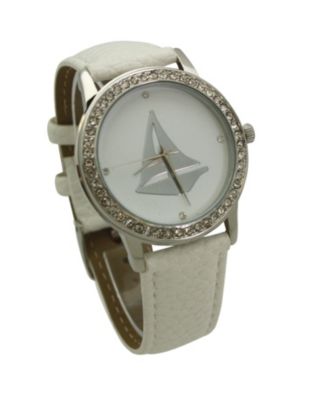 WHITE CLASSIC STYLE SAILBOAT LEATHER STRAP WATCH