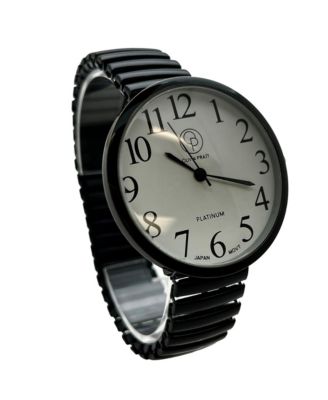 Black Stretch Band Big Face Shiny Colors Women Watch