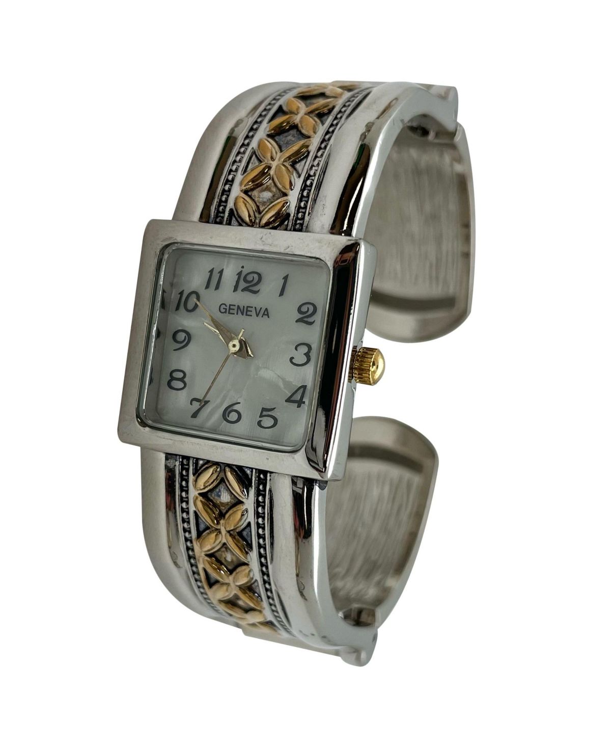 Двухцветные элегантные женские часы-манжеты с квадратным циферблатом, Двухцветные