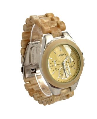 Beige Acrylic Band Every Day Women Watch