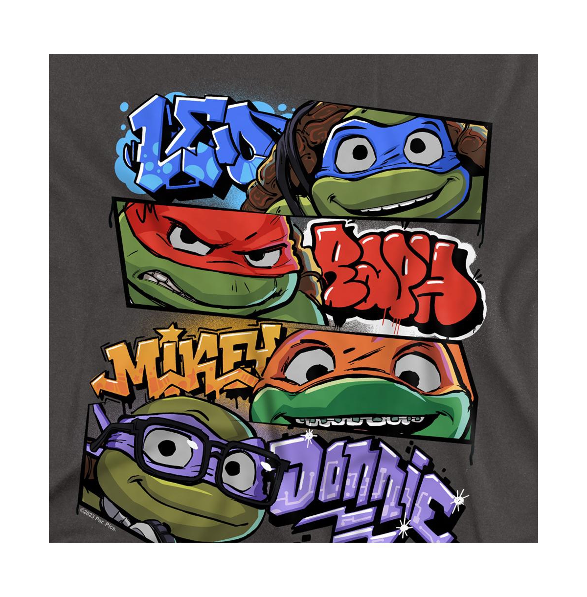 Logovision Men's Tmnt Mutant Mayhem Graffiti Names T-Shirt