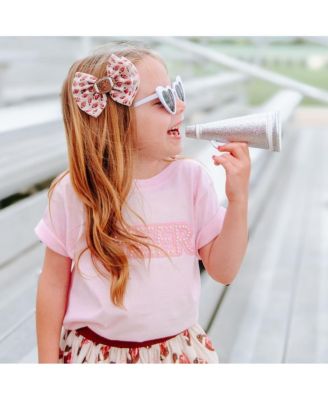 Toddler Girls Cheer Pearl Patch Short Sleeve T-Shirt