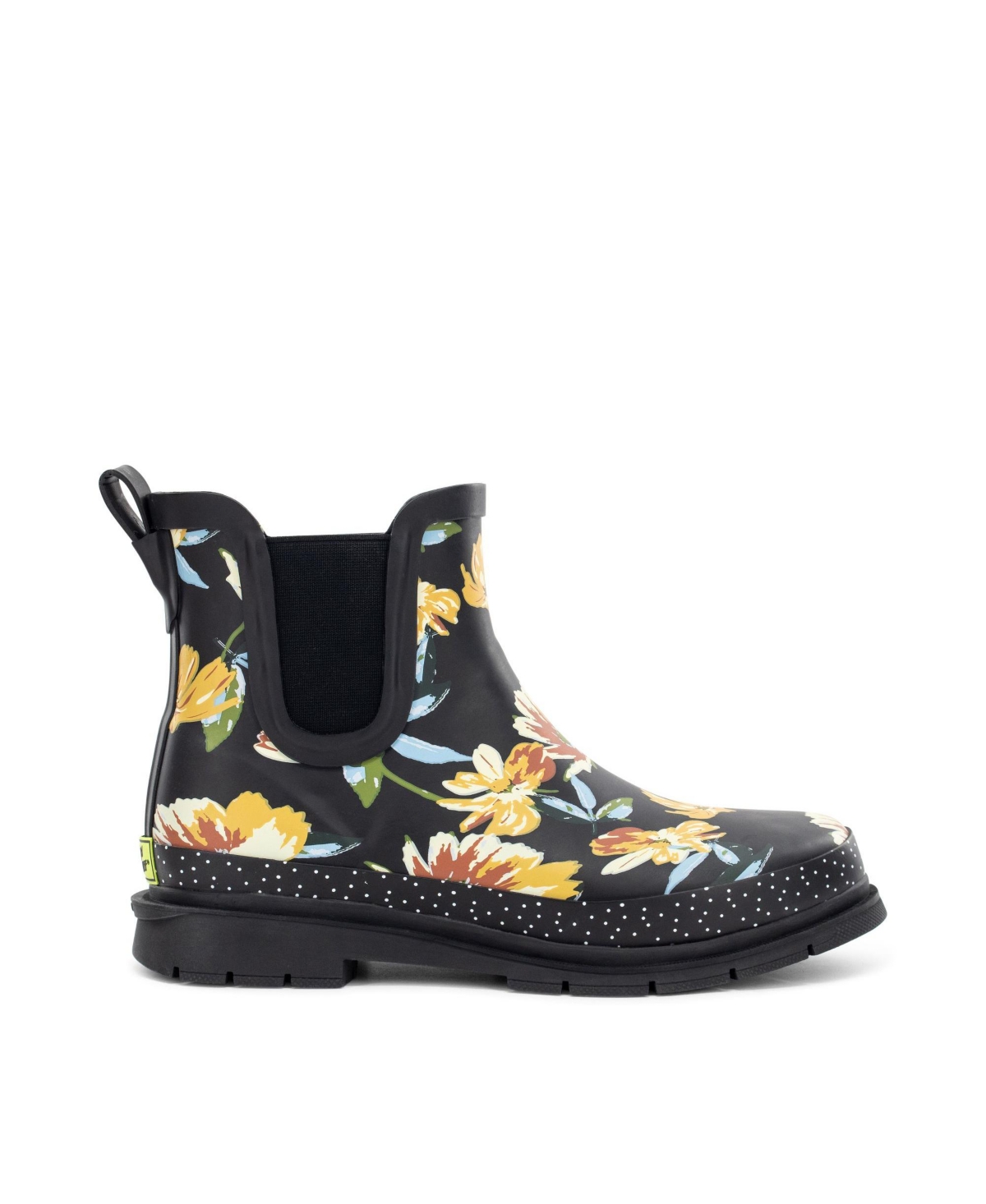 Womens Floral Chelsea Rain Boot - Black