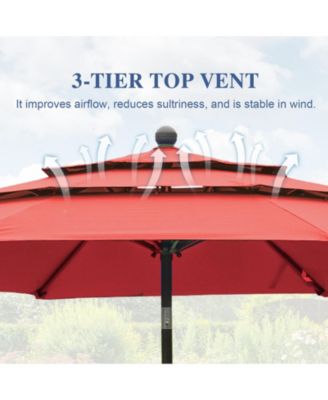 Garden Market Umbrella - Outdoor Patio Umbrella Round-Wine Red