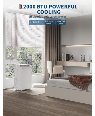 12,000 BTU 3-in-1 Portable Air Conditioner - Dehumidifie &Fan, Remote Control, Sleep Mode, 24H Timer, Installation Kit for Home, Office, Dorm
