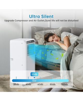 BTU, 3-in-1 with Dehumidifier, Timer & Remote+Portable Air Conditioner for Bedroom & RV, White/Black, LED Display