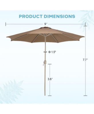 9FT Outdoor Patio Market Umbrella Aluminum Frame with Push Button Tilt Crank and 8 Steel Ribs, UV Protection Waterproof, for Garden Deck Backyard and Pool