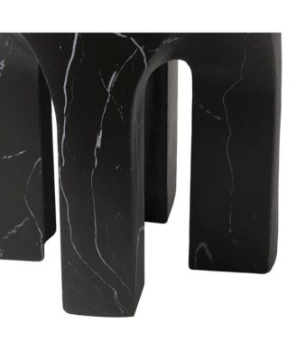 Crus Collection Fiberglass Outdoor Side Table Marbleized Black
